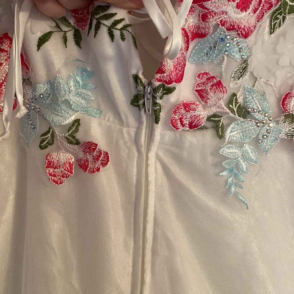 EUC Strapless Embroidered Prom Dress - Picture 8 of 13